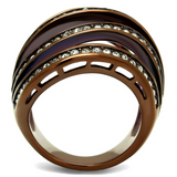 TK2985 - Stainless Steel Ring IP Coffee light Women Top Grade Crystal Clear