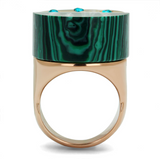 TK2986 - Stainless Steel Ring IP Rose Gold(Ion Plating) Women Synthetic Emerald