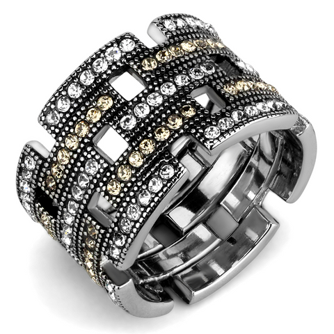 TK2987 - Stainless Steel Ring High polished (no plating) Women Top Grade Crystal Multi Color