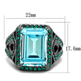 TK2988 - Stainless Steel Ring IP Light Black  (IP Gun) Women Top Grade Crystal Sea Blue