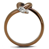 TK2991 - Stainless Steel Ring Two Tone IP Light Brown (IP Light coffee) Women Top Grade Crystal Clear