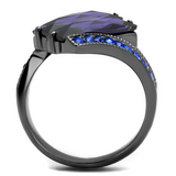 TK2996 - Stainless Steel Ring IP Light Black  (IP Gun) Women AAA Grade CZ Tanzanite