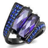 TK2996 - Stainless Steel Ring IP Light Black  (IP Gun) Women AAA Grade CZ Tanzanite