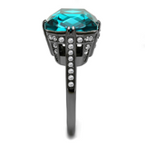 TK2998 - Stainless Steel Ring IP Light Black  (IP Gun) Women Top Grade Crystal Blue Zircon