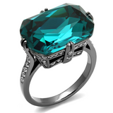 TK2998 - Stainless Steel Ring IP Light Black  (IP Gun) Women Top Grade Crystal Blue Zircon