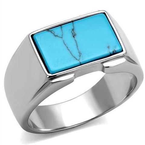 TK3000 - Stainless Steel Ring High polished (no plating) Men Synthetic Sea Blue