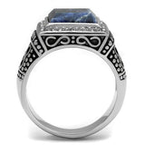 TK3003 - Stainless Steel Ring High polished (no plating) Men Semi-Precious Capri Blue