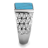 TK3004 - Stainless Steel Ring High polished (no plating) Men Synthetic Sea Blue