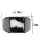 TK3005 - Stainless Steel Ring IP Light Black  (IP Gun) Men Semi-Precious Gray