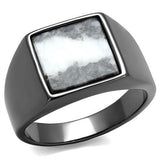 TK3005 - Stainless Steel Ring IP Light Black  (IP Gun) Men Semi-Precious Gray