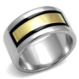 TK3008 - Stainless Steel Ring Two-Tone IP Gold (Ion Plating) Men Epoxy Jet