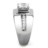 TK3011 - Stainless Steel Ring High polished (no plating) Men AAA Grade CZ Clear