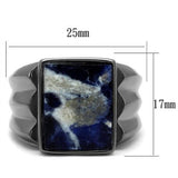 TK3012 - Stainless Steel Ring IP Light Black  (IP Gun) Men Semi-Precious Capri Blue