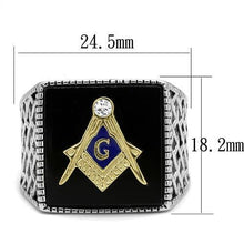 TK3018 - Stainless Steel Ring Two-Tone IP Gold (Ion Plating) Men Semi-Precious Jet