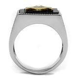 TK3018 - Stainless Steel Ring Two-Tone IP Gold (Ion Plating) Men Semi-Precious Jet