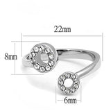 TK3025 - Stainless Steel Ring High polished (no plating) Women Top Grade Crystal Clear