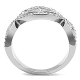 TK3027 - Stainless Steel Ring High polished (no plating) Women Top Grade Crystal Clear