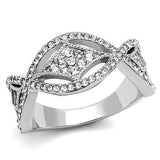 TK3027 - Stainless Steel Ring High polished (no plating) Women Top Grade Crystal Clear