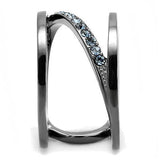 TK3038 - Stainless Steel Ring IP Light Black  (IP Gun) Women Top Grade Crystal Capri Blue