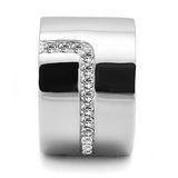 TK3040 - Stainless Steel Ring High polished (no plating) Women Top Grade Crystal Clear