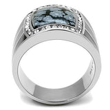 TK3042 - Stainless Steel Ring High polished (no plating) Men Semi-Precious Jet