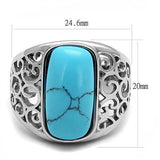 TK3043 - Stainless Steel Ring High polished (no plating) Men Synthetic Sea Blue