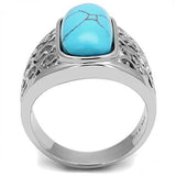 TK3043 - Stainless Steel Ring High polished (no plating) Men Synthetic Sea Blue