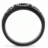 TK3046 - Stainless Steel Ring IP Black(Ion Plating) Women Top Grade Crystal Clear