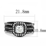 TK3048 - Stainless Steel Ring IP Black(Ion Plating) Women AAA Grade CZ Clear