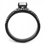 TK3048 - Stainless Steel Ring IP Black(Ion Plating) Women AAA Grade CZ Clear