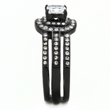 TK3048 - Stainless Steel Ring IP Black(Ion Plating) Women AAA Grade CZ Clear