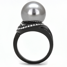TK3052 - Stainless Steel Ring IP Black(Ion Plating) Women Synthetic Gray