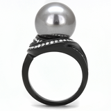 TK3052 - Stainless Steel Ring IP Black(Ion Plating) Women Synthetic Gray
