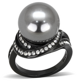 TK3052 - Stainless Steel Ring IP Black(Ion Plating) Women Synthetic Gray