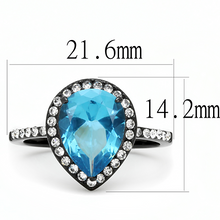 TK3057 - Stainless Steel Ring IP Black(Ion Plating) Women Synthetic Sea Blue