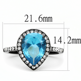 TK3057 - Stainless Steel Ring IP Black(Ion Plating) Women Synthetic Sea Blue
