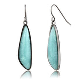 TK3072 - Stainless Steel Earrings IP Light Black  (IP Gun) Women Semi-Precious Emerald