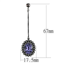 TK3073 - Stainless Steel Earrings IP Black(Ion Plating) Women Top Grade Crystal Tanzanite