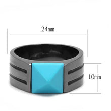 TK3074 - Stainless Steel Ring IP Light Black  (IP Gun) Men Synthetic Sea Blue