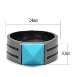 TK3074 - Stainless Steel Ring IP Light Black  (IP Gun) Men Synthetic Sea Blue