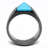 TK3074 - Stainless Steel Ring IP Light Black  (IP Gun) Men Synthetic Sea Blue