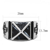 TK3075 - Stainless Steel Ring High polished (no plating) Men Leather Jet