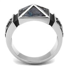 TK3075 - Stainless Steel Ring High polished (no plating) Men Leather Jet