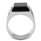 TK3076 - Stainless Steel Ring High polished (no plating) Men Synthetic Jet