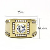 TK3079 - Stainless Steel Ring IP Gold(Ion Plating) Men AAA Grade CZ Clear