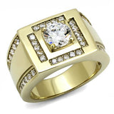 TK3079 - Stainless Steel Ring IP Gold(Ion Plating) Men AAA Grade CZ Clear