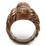 TK3081 - IP Coffee light Stainless Steel Ring with Semi-Precious Oligoclase in Multi Color