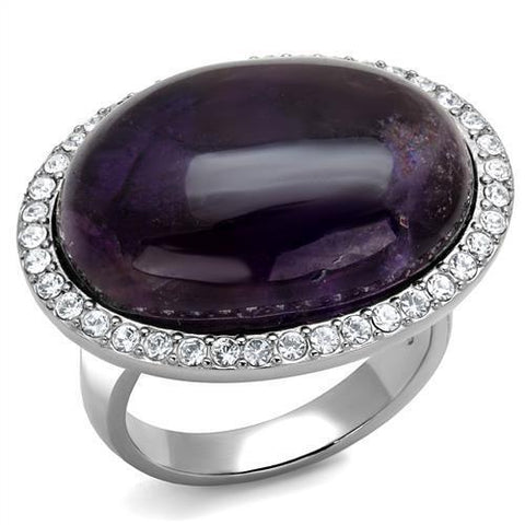 TK3083 - Stainless Steel Ring High polished (no plating) Women Semi-Precious Amethyst