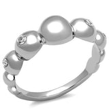 TK3087 - Stainless Steel Ring High polished (no plating) Women AAA Grade CZ Clear