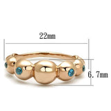 TK3088 - Stainless Steel Ring IP Rose Gold(Ion Plating) Women AAA Grade CZ Sea Blue